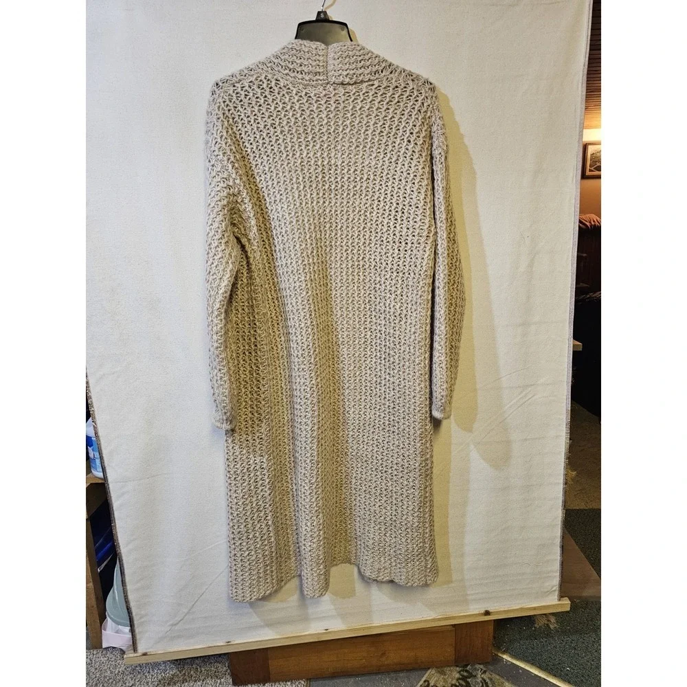 Pink Lili Xs Women's Cardigan Sweater Long Beige Open Front Long Sleeve - Picture 9 of 9